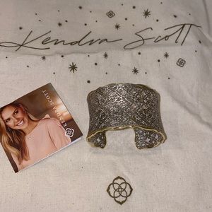 Kendra Scott logo silver cuff with gold edge
